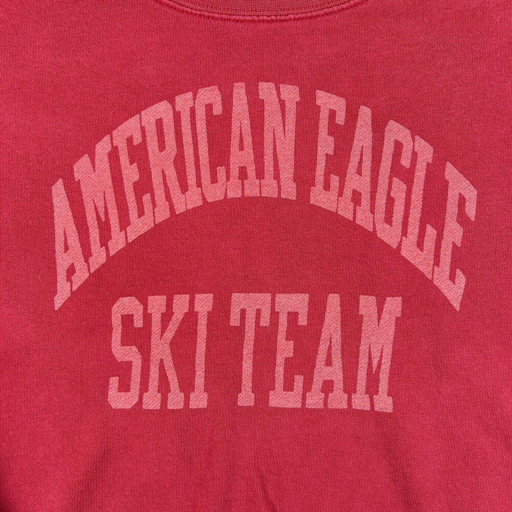 American Eagle Sweatshirt Womens Medium Red Ski Team Fleece Crewneck Pullover - Picture 2 of 13